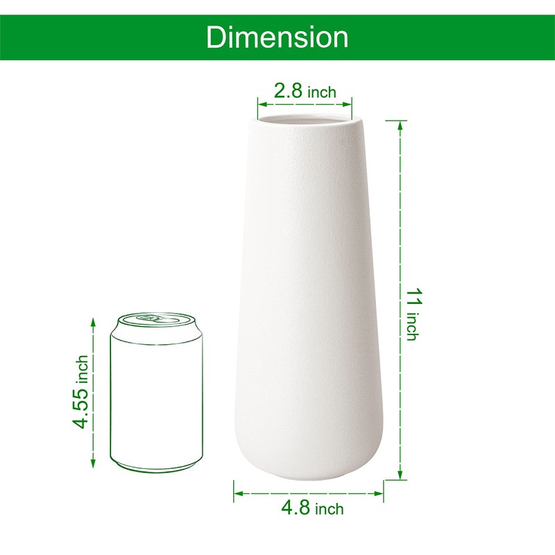 D'vine Dev 11 Inch Ceramic Flower Vase Textured Finishing, Minimalist Design for Kitchen, Bedroom, Living Room, Centerpieces, Office, Ivory, VS-XH-A-2 - Image 3